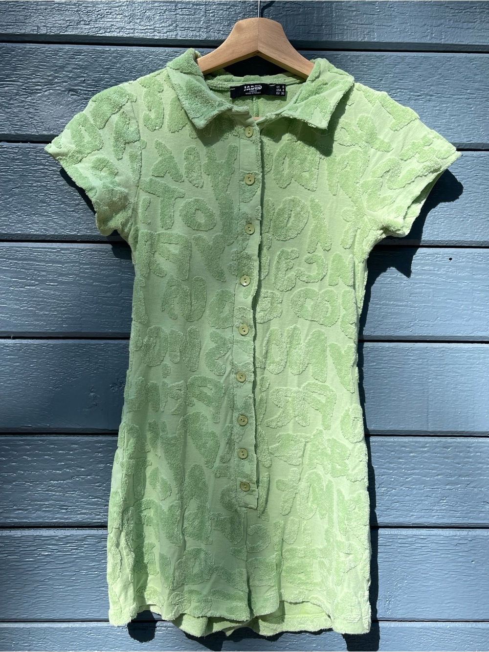Jaded London Light Green Terry Romper